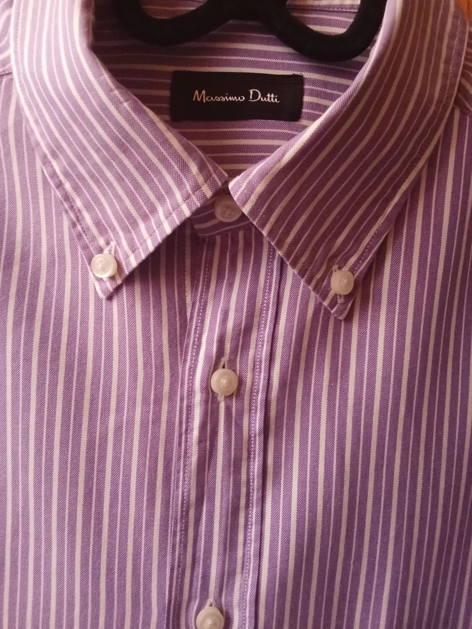 Camisa masculina de listras brancas e lilás Massimo Dutti tamanho XL como nova em perfeito estado – photo 8